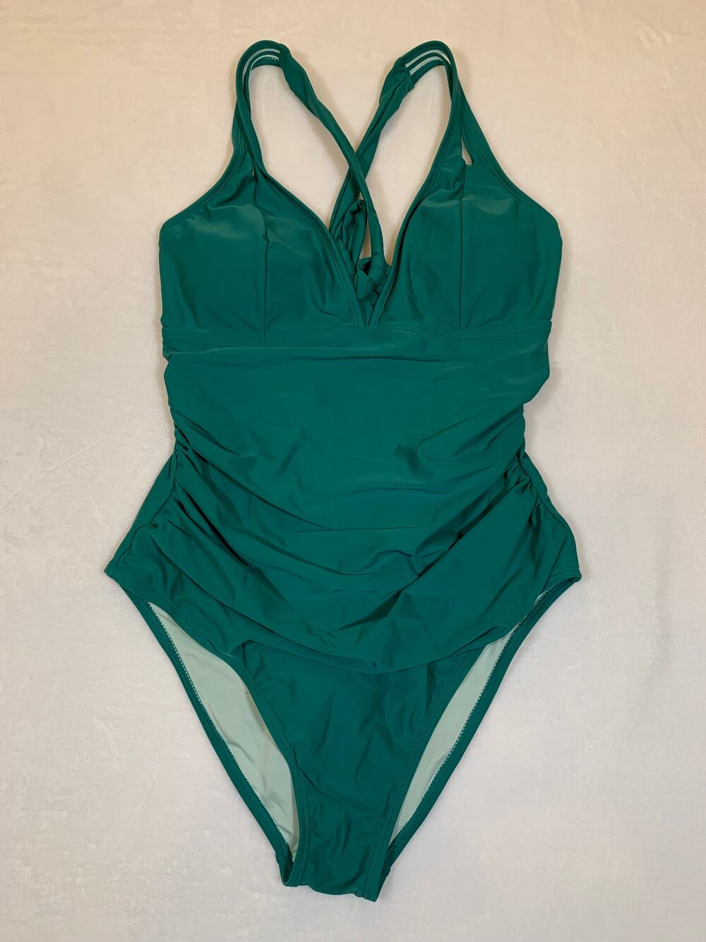NWT Cupshe Green One Piece Swimsuit with Crisscross Back Sz L